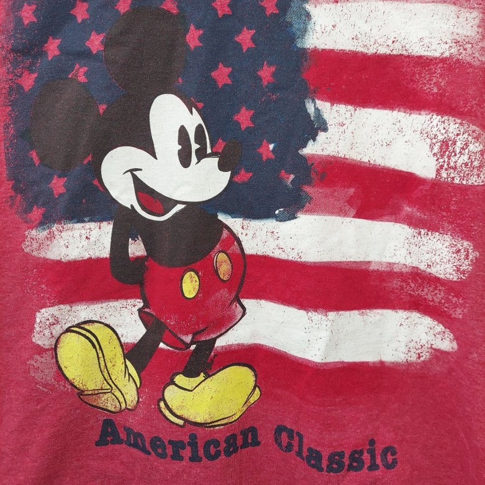 Men’s Red Mickey Mouse T Shirt Large American Classic Tee -H1